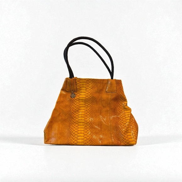 Elegant Yellow Snakeskin Tote Bag - Picture 1 of 6
